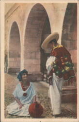 Cuetzalan Indigenous People with Fruit & Pot Postcard