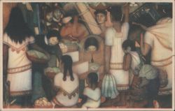 Market Scene, Colonial Period, Palacio de Cortes Fresco Postcard