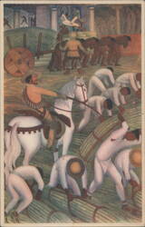 Cutting Sugar Cane, Diego Rivera Fresco, Cuernavaca Postcard