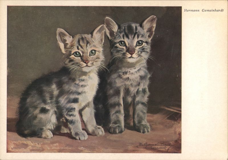 Two Tabby Kittens by Hermann Gemeinhardt Cats
