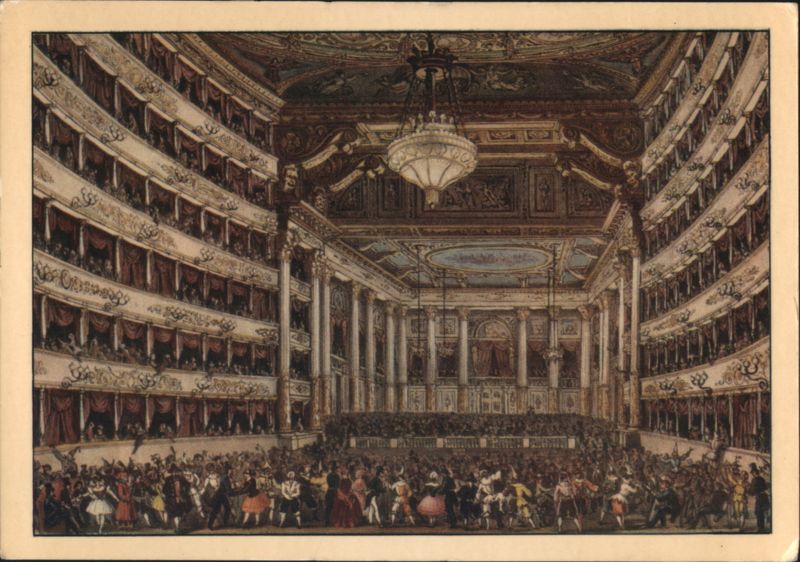 Milano La Scala Theater Interior, 1850 Ball, Cassani Italy