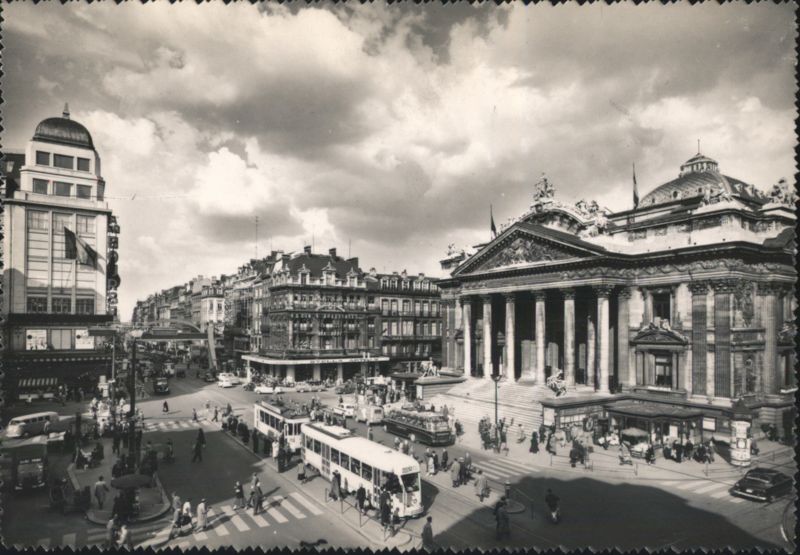 Brussels The Exchange La Bourse, Trams & Street Belgium