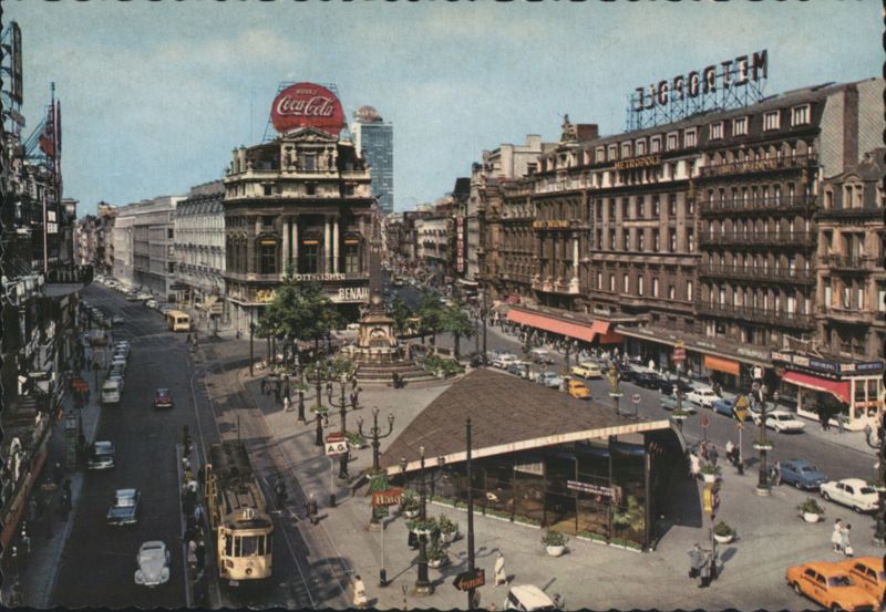 Brussels La Place de Brouckère, Coca-Cola Sign, Metropole Hotel Belgium