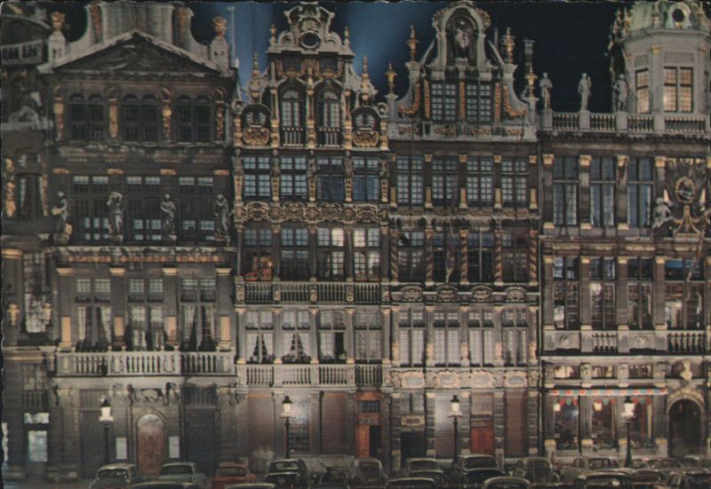 Brussels Grand'Place Guild Houses by Night Belgium