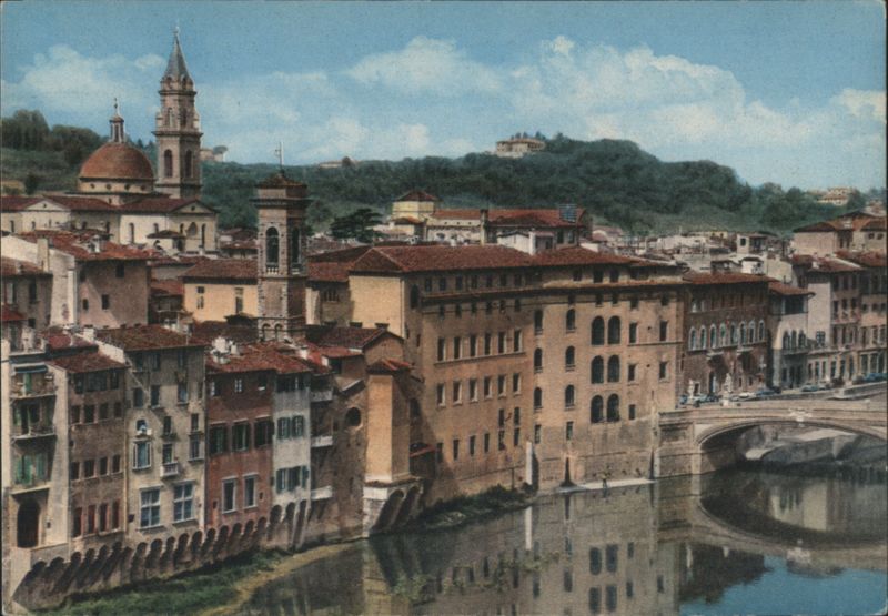 Florence Borgo S. Jacopo, Houses at the Arno River Italy