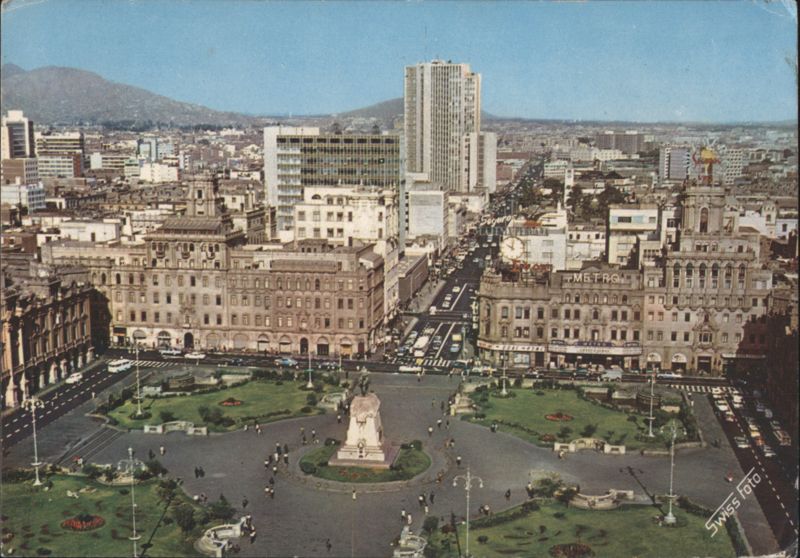 Plaza San Martín with Ministry of National Education, Lima Peru