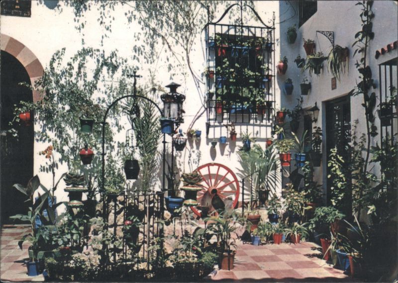 Típico Patio Andaluz with Lush Plants & Ironwork Spain