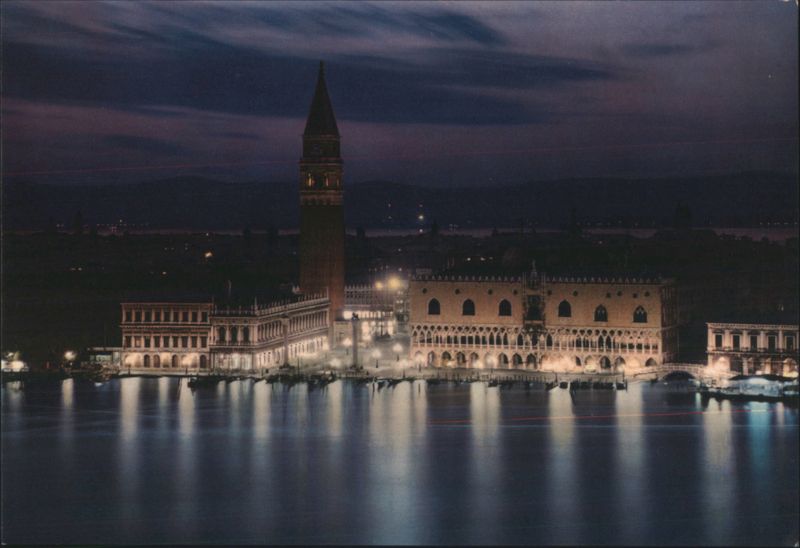 Venice Nocturne St. Mark's Square Campanile Doge's Palace Italy