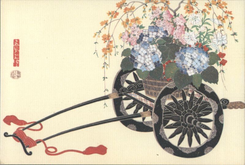 Flower Cart in Summer with Hydrangeas, Lilies, Cherry Blossoms Kyoto Japan