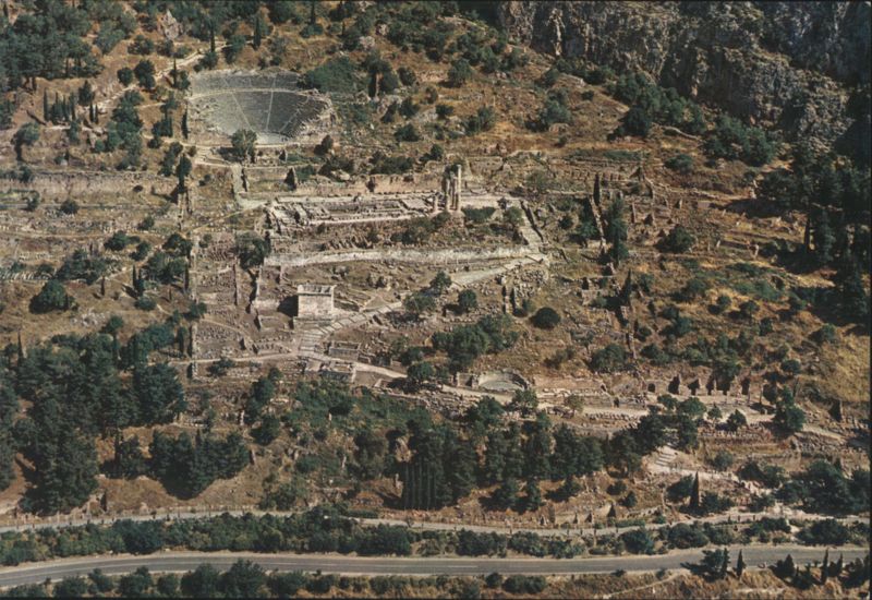 Delphi Sanctuary of Apollo Airview Greece Ancient Ruins
