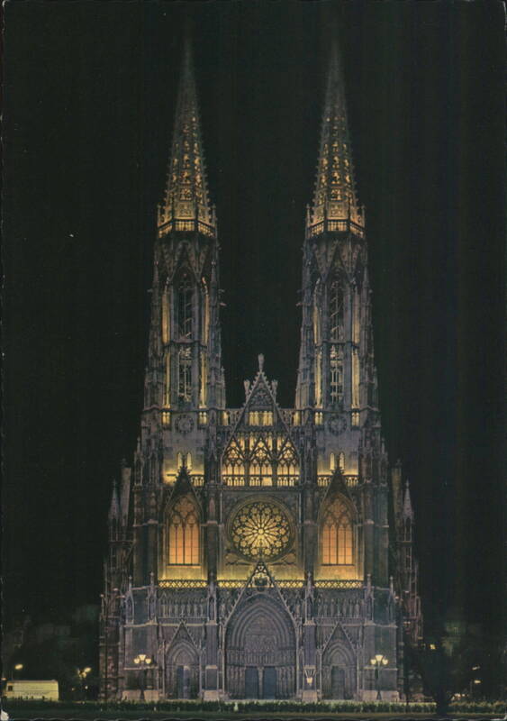 Votiv Cathedral Night Illumination Vienna Austria