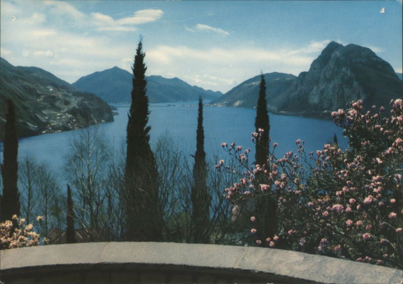 Lugano, San Salvatore & Ponte di Melide from Castagnola Switzerland