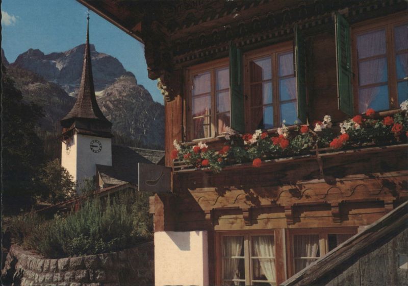 Gsteig bei Gstaad Church, Wooden Building & Mountains Switzerland