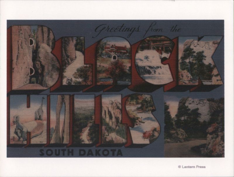 Black Hills, South Dakota Letter View with Mount Rushmore