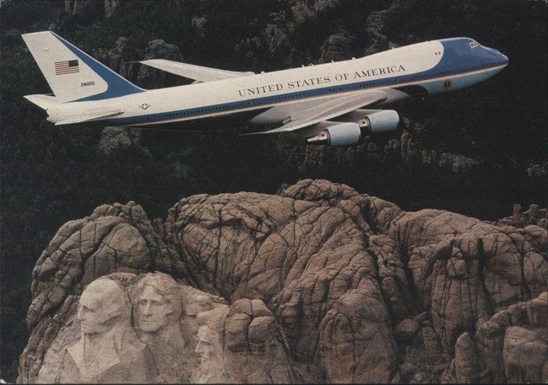 Air Force One Boeing 747-200B over Mt. Rushmore South Dakota