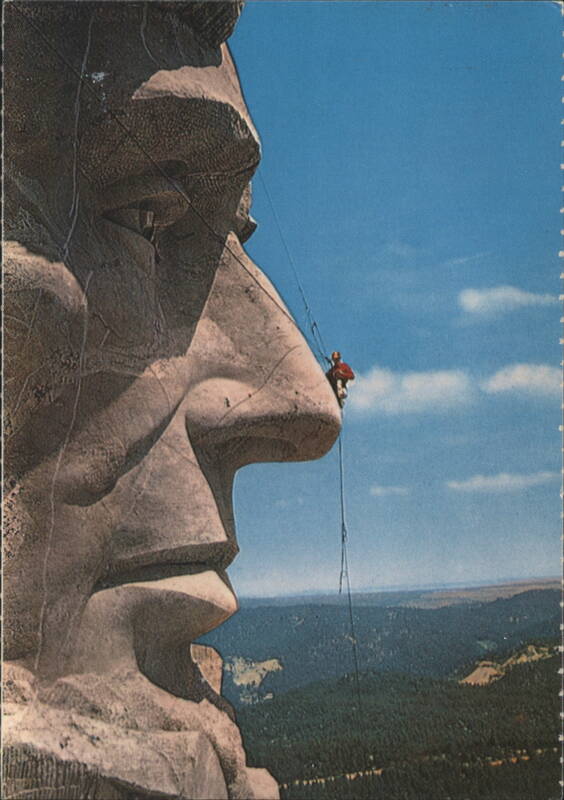 Mount Rushmore Maintenance on Lincoln's Face Sculpture & Carving