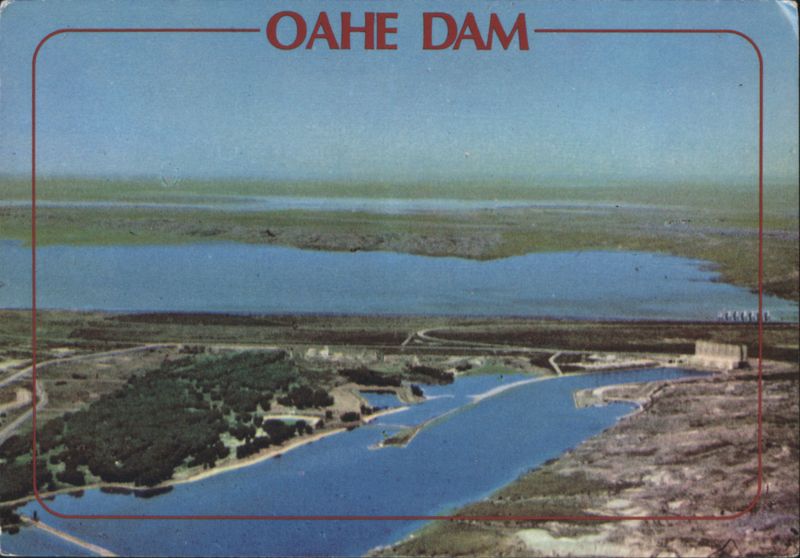 Oahe Dam, World's Largest Rolled Earth Dam, Aerial View Pierre South Dakota