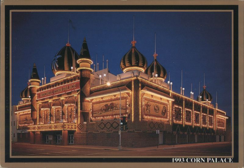 Mitchell Corn Palace 1993, Night View with Illuminations South Dakota