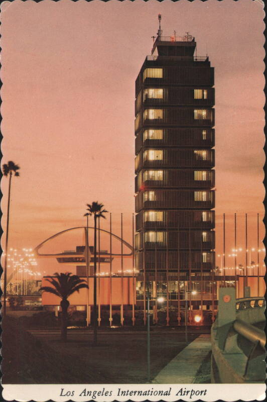 LAX Control Tower & Theme Building at Night Los Angeles California