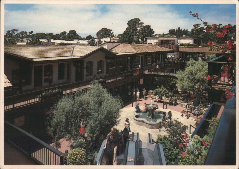 Carmel Plaza Shopping Area, Fountain, Escalator California