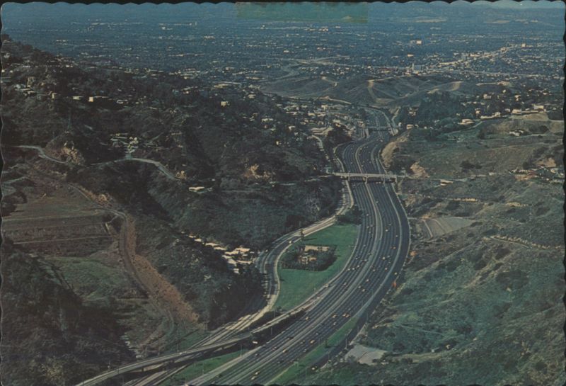 Hollywood Freeway Winding through Cahuenga Pass Los Angeles California