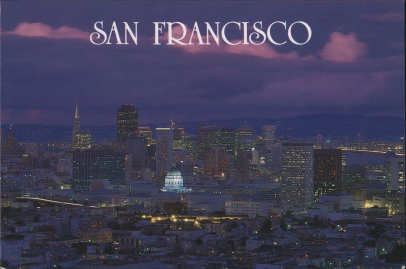 San Francisco Skyline at Dusk After Winter Storm California