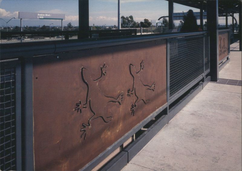 Avalon/I-105 Station Metro Green Line Art Guardrail Frogs Los Angeles California
