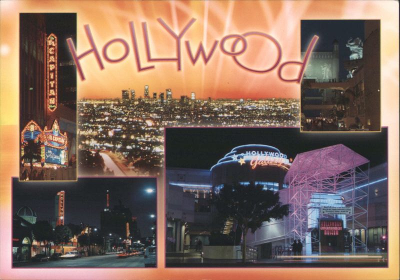 Hollywood Night Views, Skyline, El Capitan, Chinese Theatre California