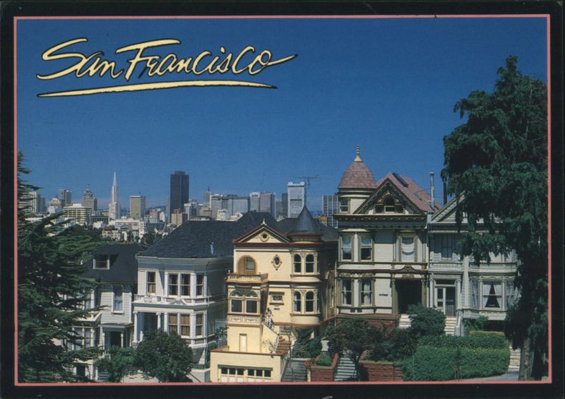 San Francisco Victorian Homes City Skyline California