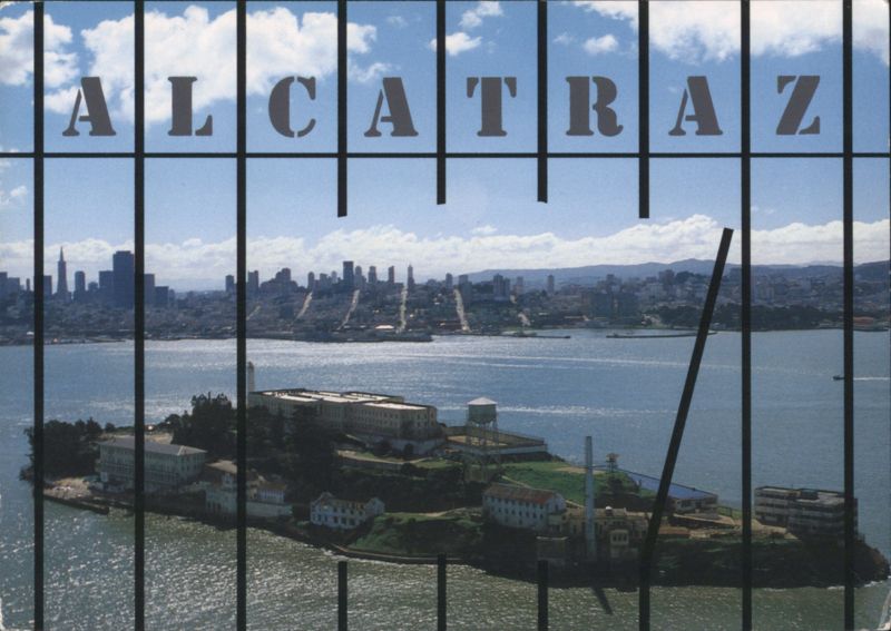 ALCATRAZ Island San Francisco Skyline View Through Bars California