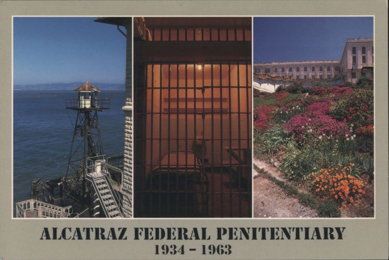 Alcatraz Federal Penitentiary 1934-1963, Cell, Tower, Gardens San Francisco California