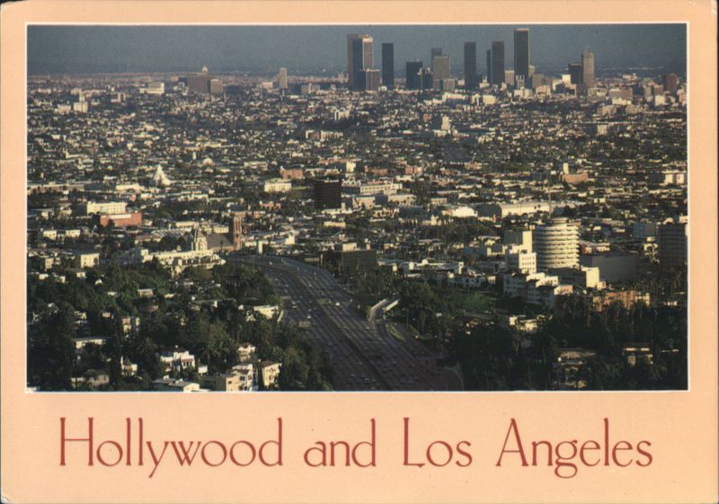 Hollywood and Los Angeles Skyline Aerial View California