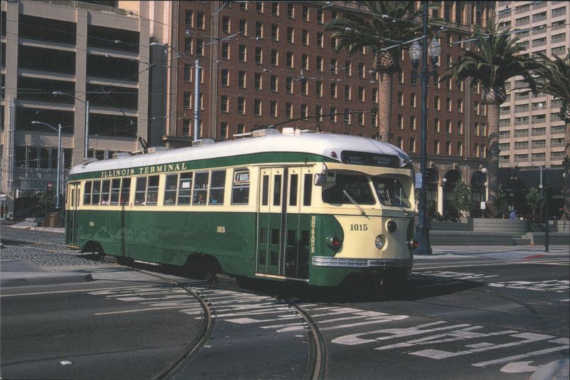 Green & Cream 1948 St. Louis PCC Streetcar #1015, F-Market San Francisco California