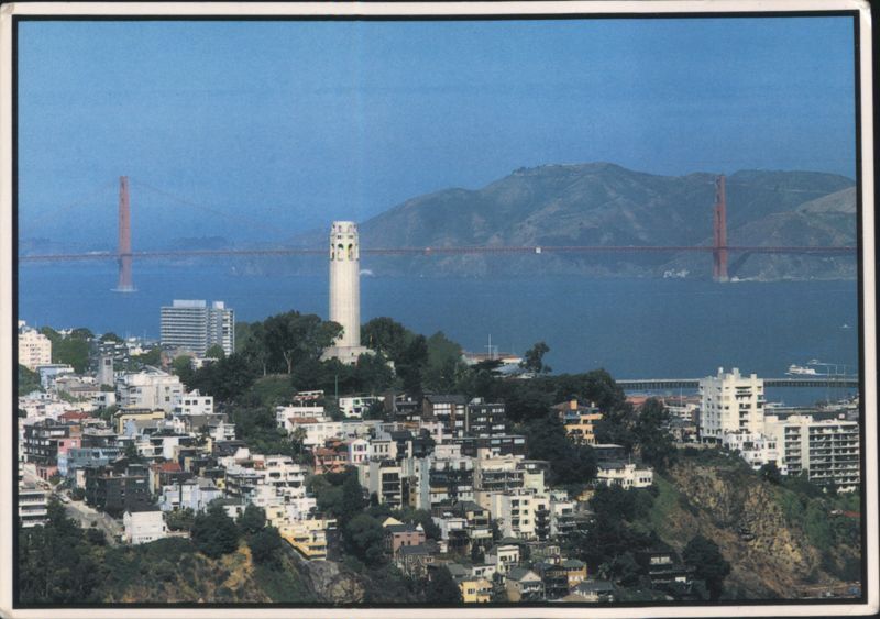 Coit Tower, Golden Gate Bridge, San Francisco Bay View California