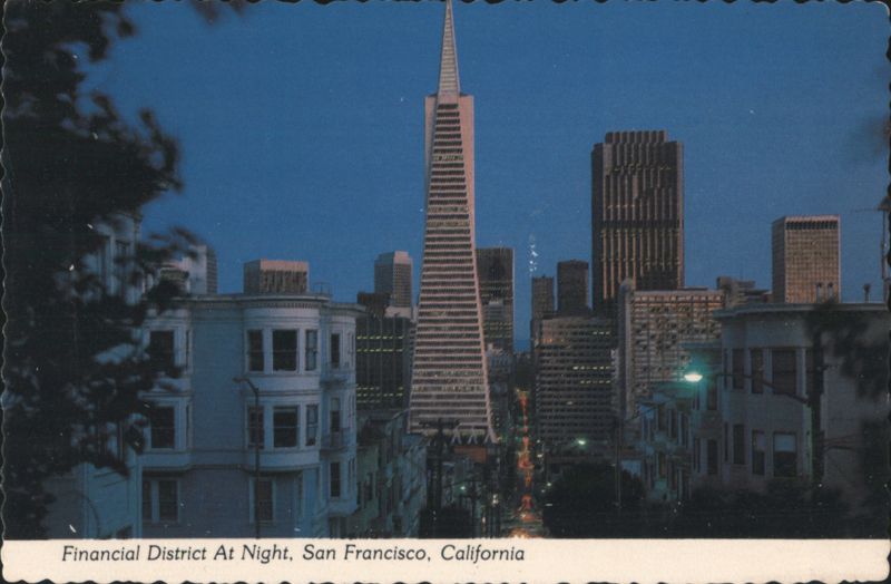 San Francisco Financial District Night, Transamerica Pyramid California