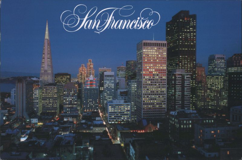San Francisco at Night Skyline, Transamerica Pyramid California