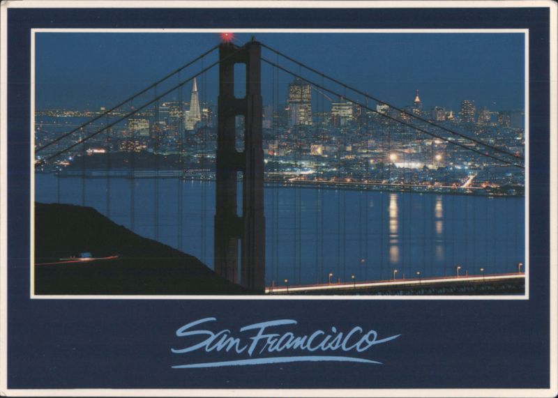 Golden Gate Bridge Night View, San Francisco Skyline California