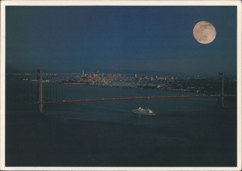 Golden Gate Bridge, San Francisco, Moonlit Cruise Ship California