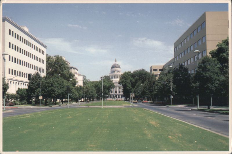 Capitol Mall, State Capitol and Camelia Capital of the World Sacramento California