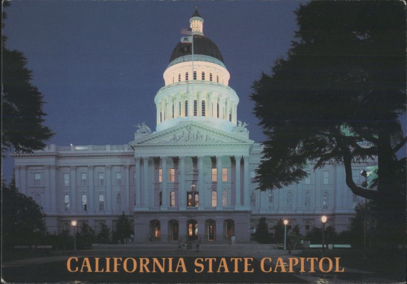 California State Capitol Illuminated Night View Sacramento