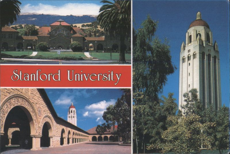 Stanford University - Palm Drive, Memorial Church, Hoover Tower California