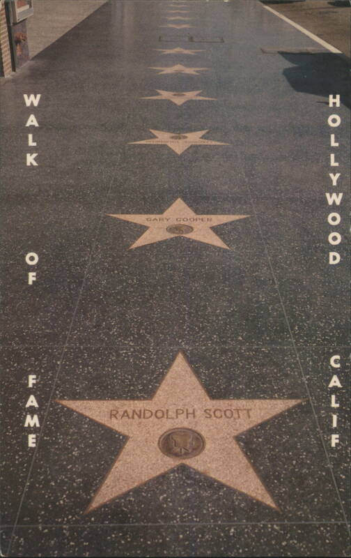 Hollywood Walk of Fame with Gary Cooper & Randolph Scott Stars California
