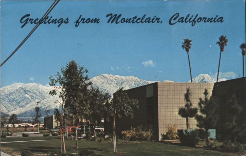 Montclair Public Library, Snow Capped Sierra Madre Mountains California