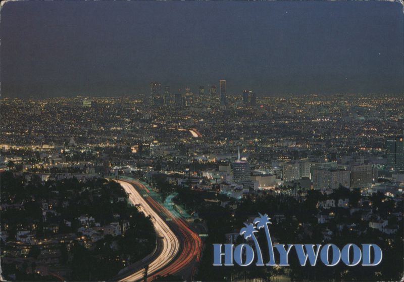 Hollywood Skyline at Night, Los Angeles Buildings California