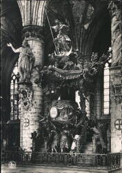 Wood-Carved Pulpit by H. Verbruggen (1699), Brussels Postcard
