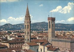 Florence: Abbey Church Steeple & Bargello Tower Postcard