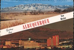 Snow Covered Sandia Mountains & Sunset on Albuquerque Postcard