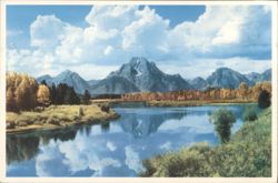 Mt. Moran Reflection, Snake River, Grand Teton National Park Postcard