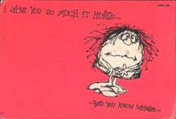 I Miss You So Much It Hurts Cartoon Character Postcard