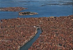 Venice Aerial View Grand Canal Rialto Bridge Postcard